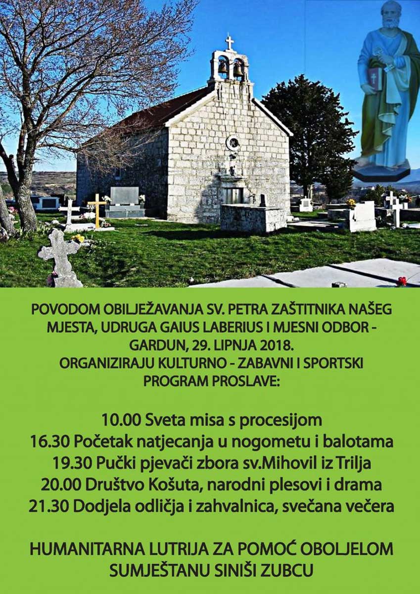 Plakat proslava blagdana sv. Petra na Gardunu Plakat proslava blagdana sv. Petra na Gardunu